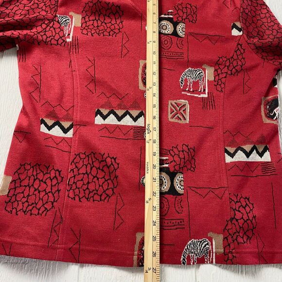 Peter Popovitch Cardigan Womens L Art to Wear Eccentric Zebra Safari Giraffe Red - Picture 15 of 16